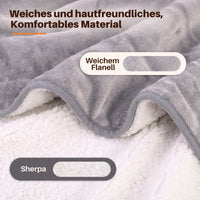 Plaid chauffant électrique double face flanelle et sherpa
