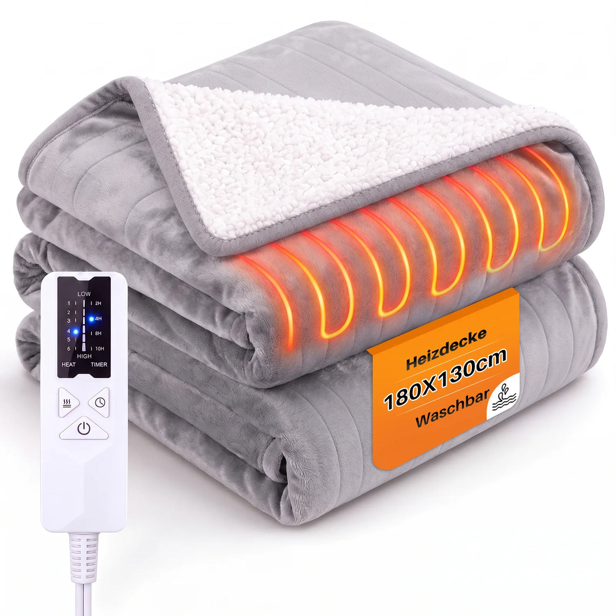 Couverture chauffante électrique flanelle et sherpa